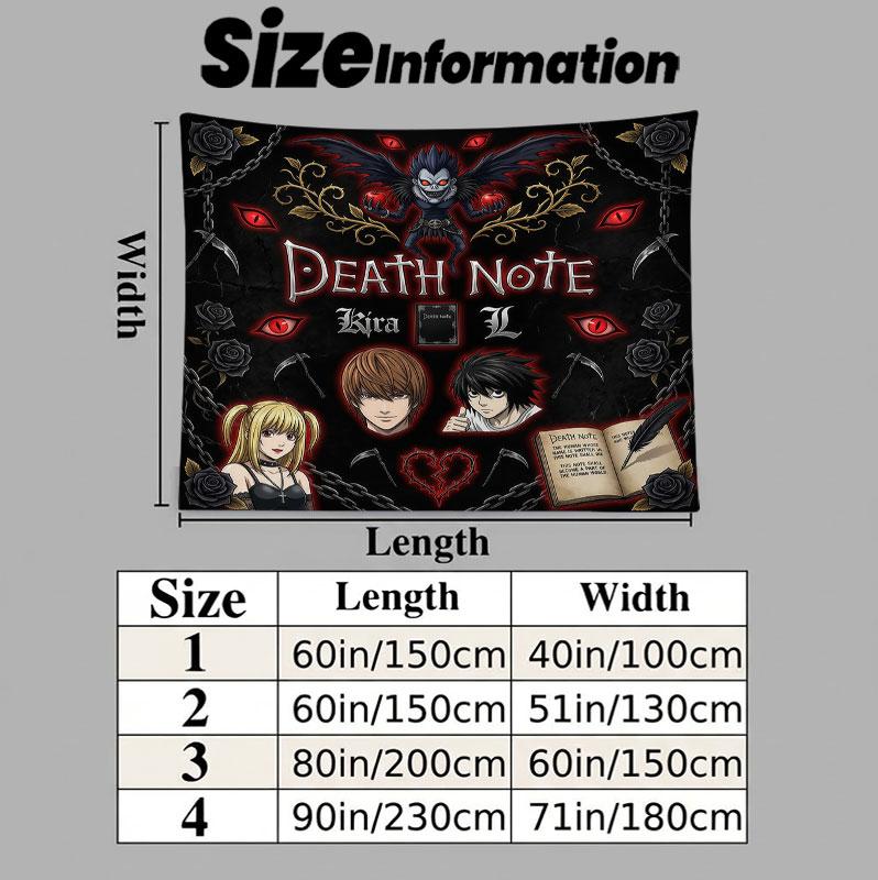 Tapeçaria de Parede Death Note Pendente Estético de Parede Manta de Tecido Impressa Tapeçarias Decorativas Para Quarto Sala de Estar Decoração de Casa
