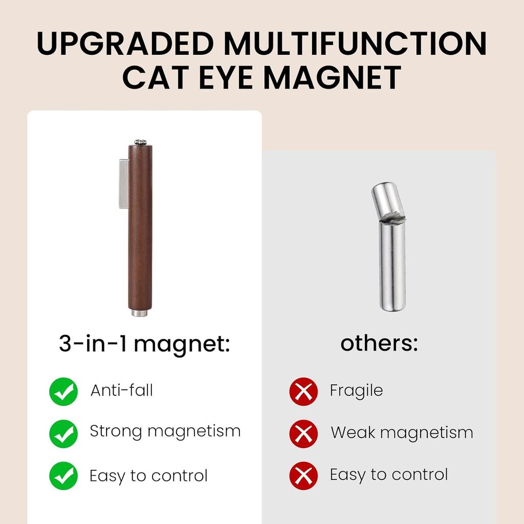 LINMANDA 3 In 1 Wooden Cat'S Eye Magnet, Multi-Functional Nail Magnet, Magnetic Gel Nail Polish For Professionals And Families