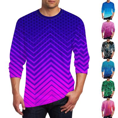 Herren T-Shirt O-Ausschnitt Kleidung Bekleidung Outdoor Langarm Print Mode Designer Vintage