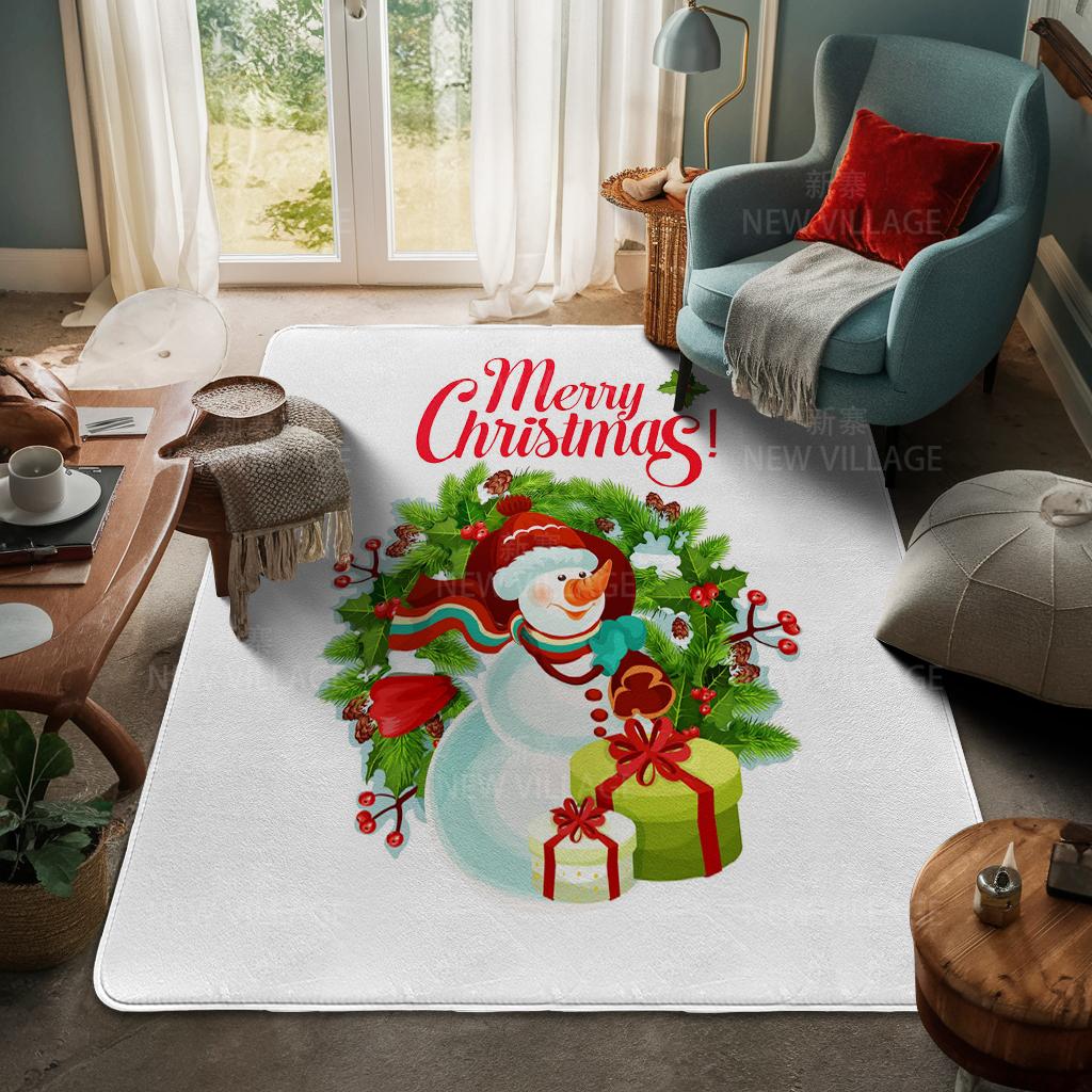 House Entrance Carpet Home Door Mat Living Room Bath Foot Bathroom Non-slip Water Absorption Rugs Bath Merry Christmas Winter