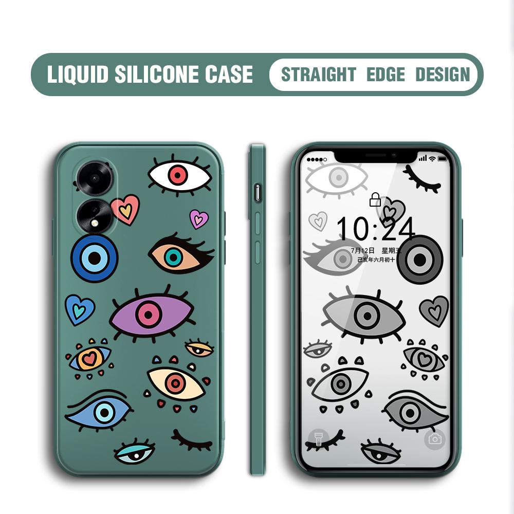 For OPPO A60 A18 A38 A52 A53 A96 A76 A36 A78 A98 Realme C30 C31 C33 C35 C55 C65 C67 Creative Eyes Design Soft Full Lens Protect Phone Case