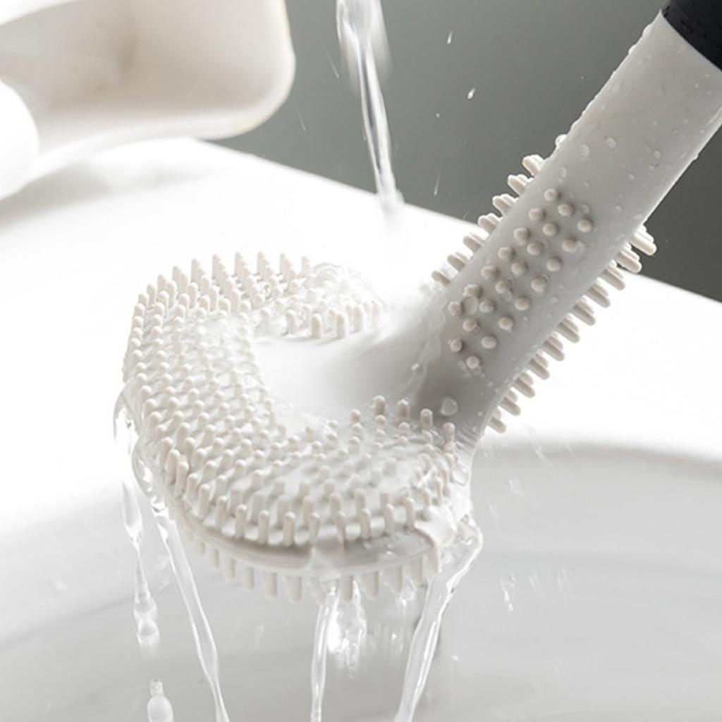 Silicone Toilet Brush Cleaning Hanging Long Handle Wall Mounted Toilet Brush for Washroom