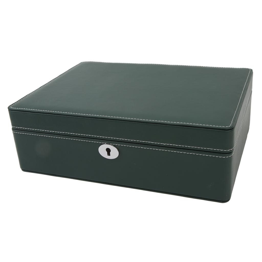 8-Fächer Uhrenbox Vitrine Organizer Schmuckaufbewahrungsbox für Männer Frauen Mikrofaserleder Grün