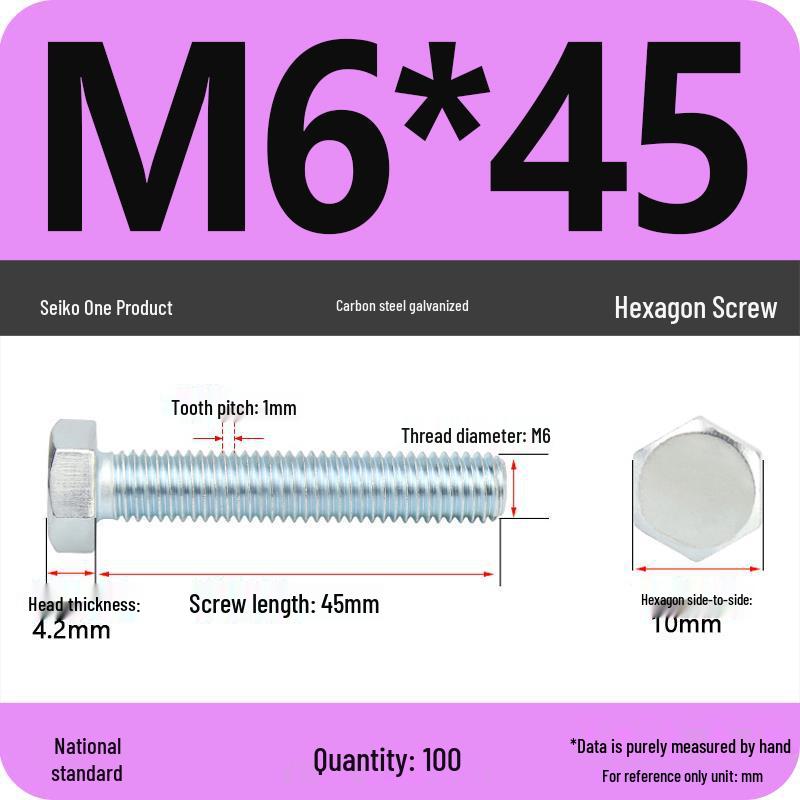 8.8 Grade Galvanized Hex Head Bolt, High-Strength M4-M30