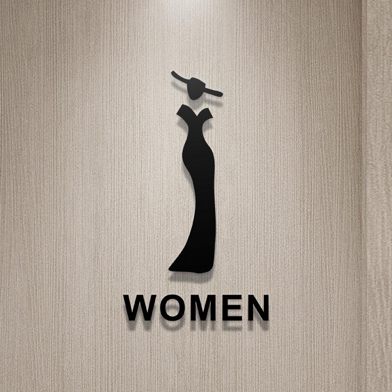Shopping Malls Office Toilet Sign Plate Acrylic 3D Wash Room Door Wall Label Sticker WC Signage Board Art Hotel Home Decor