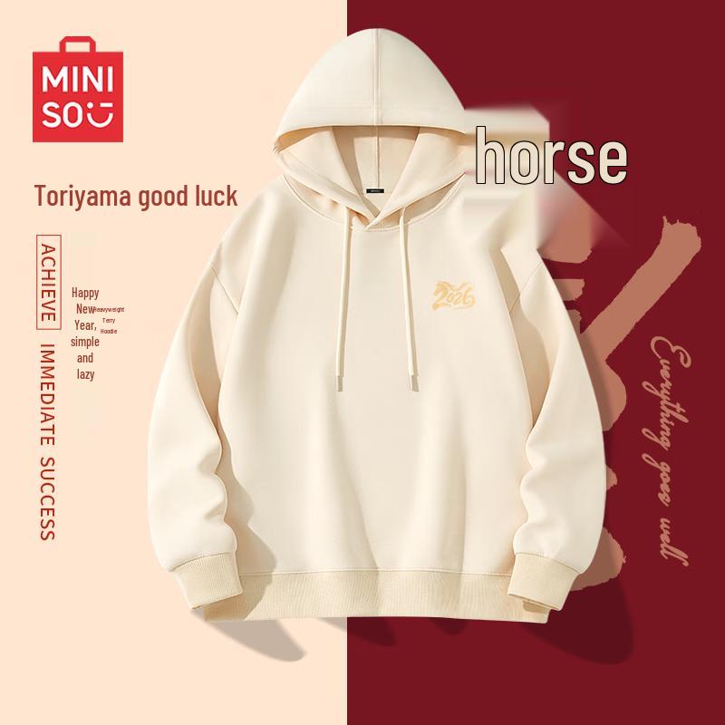 MINISO Men s Year of the Horse Gilded Badge Hoodie XL