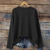 Women's Fashionable Solid Color Round Neck Long Sleeved Sports Casual Pullover Sweatshirt Top