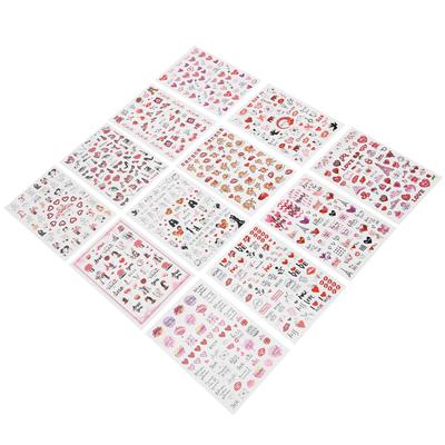12 Fogli Adesivi per Nail Art di San Valentino Labbra Rosse Forma a Cuore Decorazione Decalcomania per Unghie