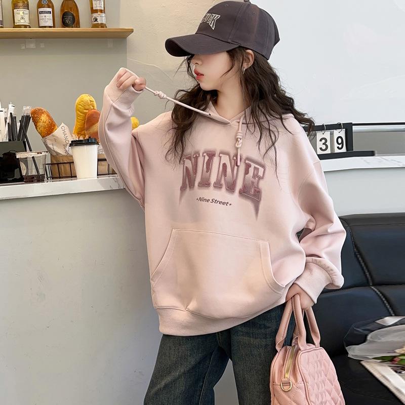Dívčí jarní/podzimní mikina s kapucí - 2025 Korejský styl fleece pro dívky