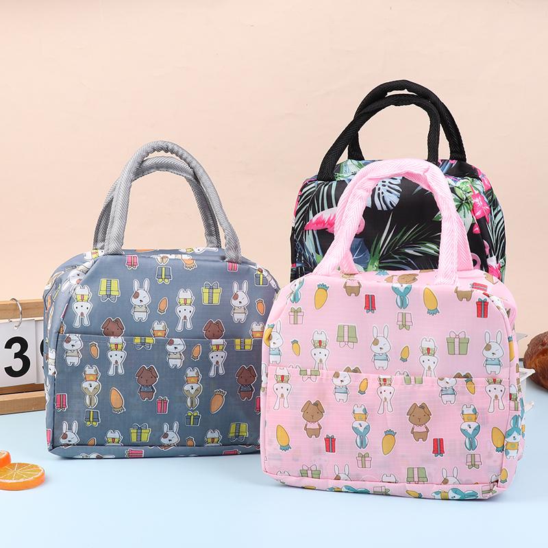 Lunch Bag Handle Insulation Cooler Bag For Women Kid Cartoon Animals Lunch Box Picnic Travel Portable Food Storage Thermal Bag