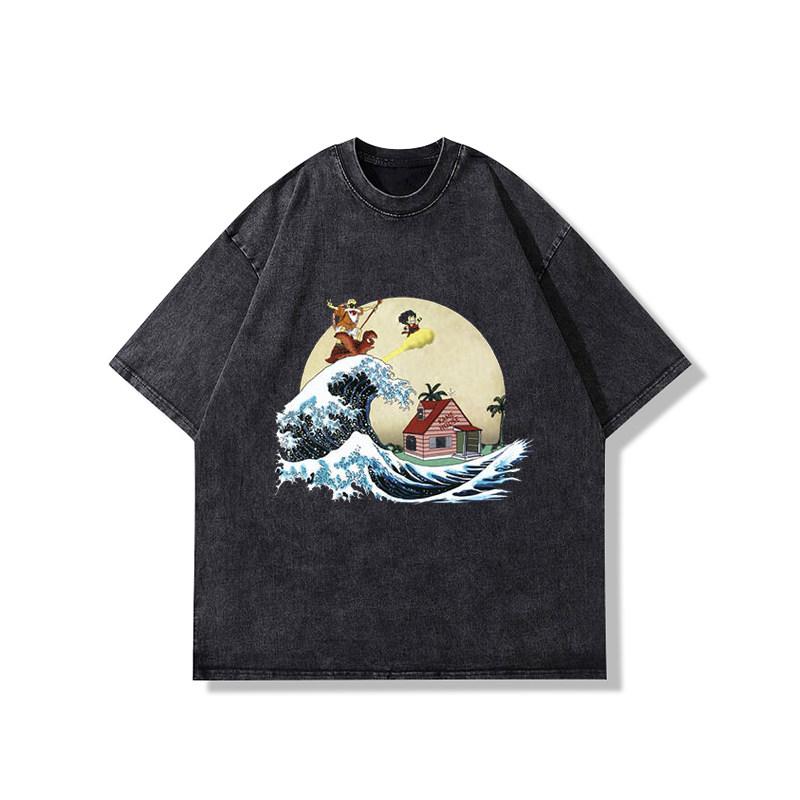 

Dragon Ball Goku Super Saiyan Gogeta Printed Tshirt Mens and Womens Washed Tshirt High Quality Vintage Cotton Tshirt M