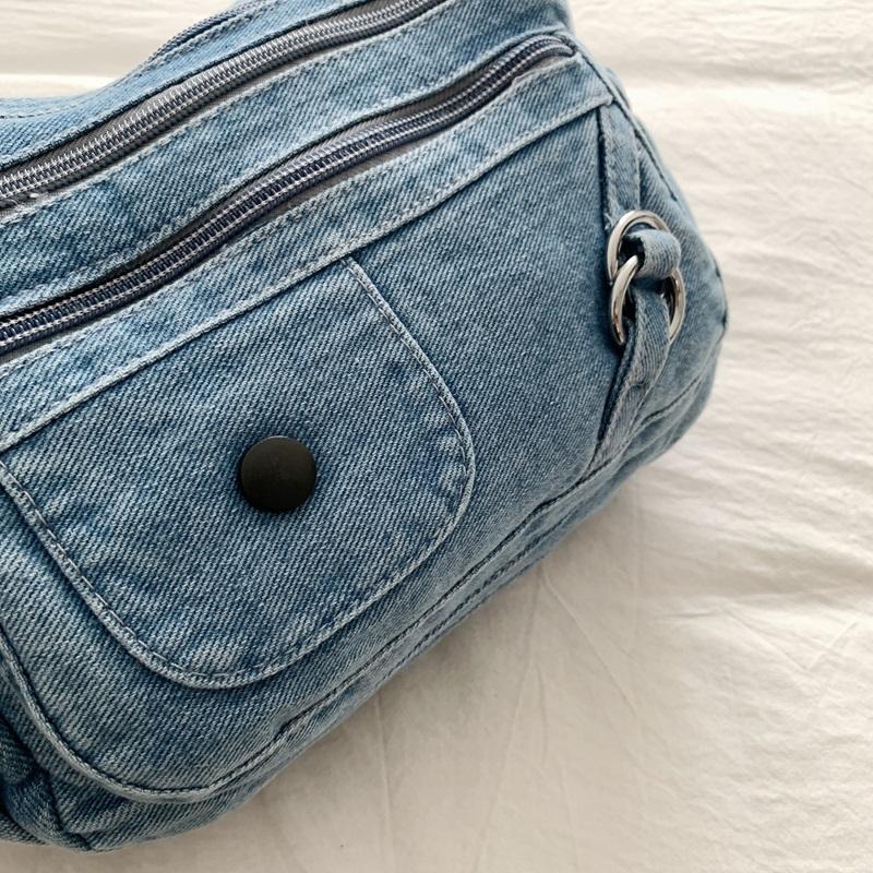 Jeans Crossbody-Tasche mit mehreren Reißverschlusstaschen, lässige Umhängetasche für Damen, für den täglichen Gebrauch und Reisen