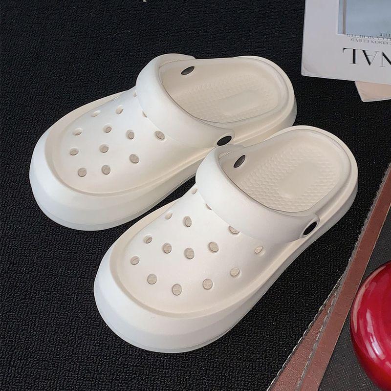 

Thin Cute Matching Eva Two-Way Hole Shoes White [Minimalist no flower deduction]] 40-41