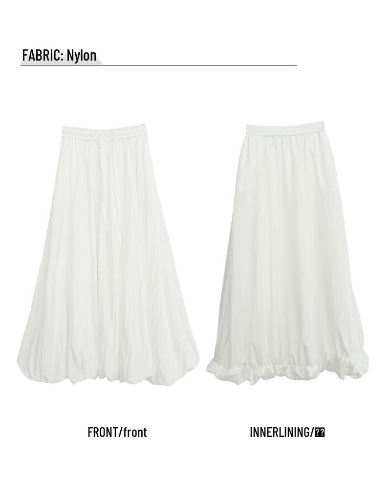 Damskirt med hög midja, elastisk, drapering och lykta, koreansk stil - Vår/Sommar