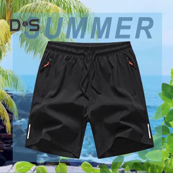 Pantaloni scurți pentru bărbați, cu talie elastică, cu talie mijlocie, cu șnur ajustabil, cu design ergonomic, pantaloni scurți casual din mătase de gheață, de culoare solidă