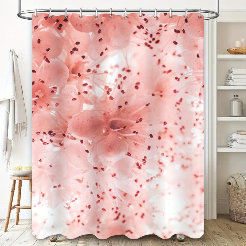 Luxury Pink Hydrangea Shower Curtain For Bathroom Decor Soft Fabric With Hook Rings Set Home Bath Accessories