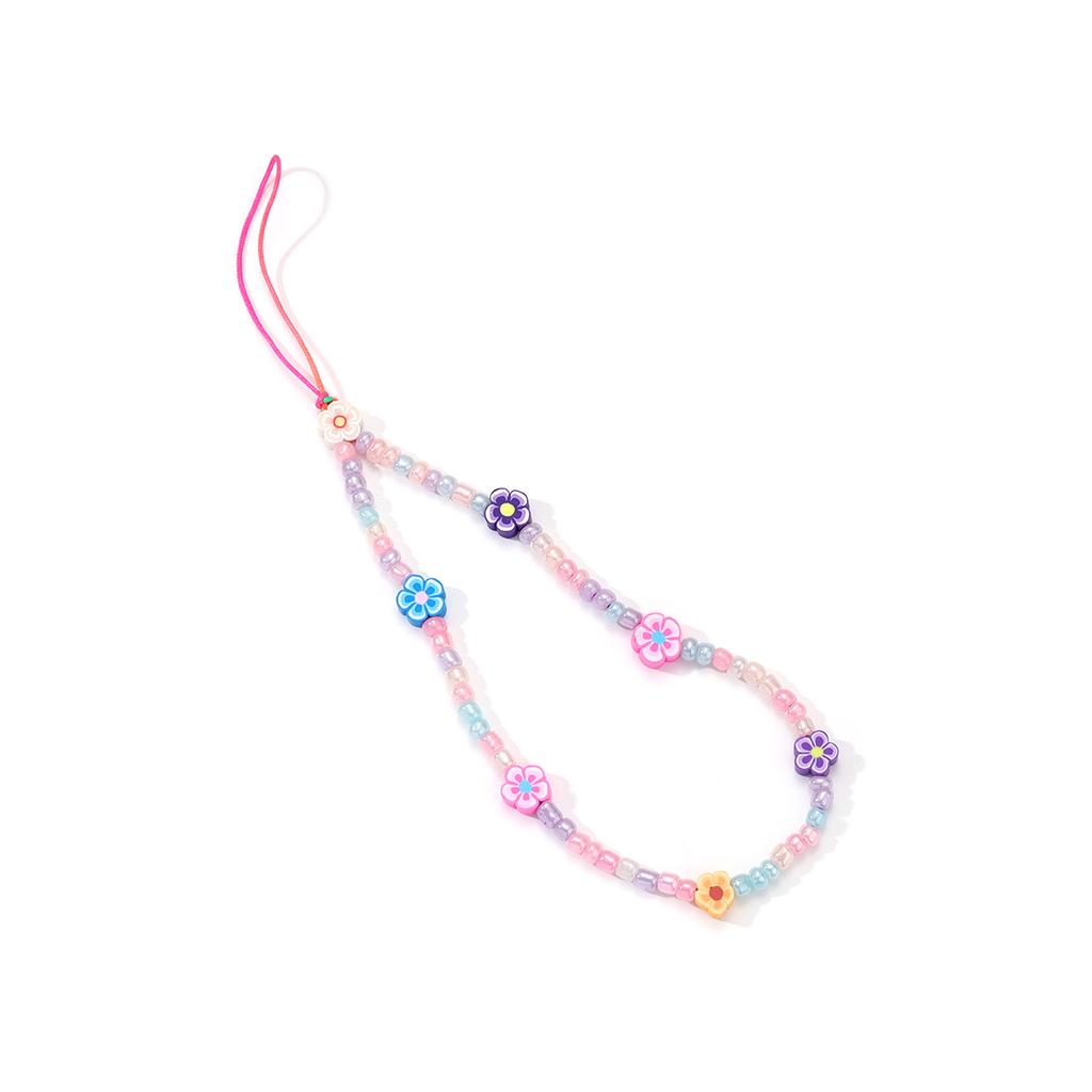 Creative handmade colored acrylic beaded mobile phone chain ins personalized soft pottery wrist anti-loss pendant pendant