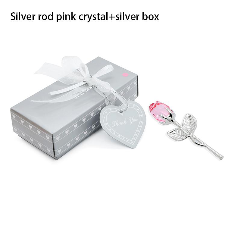 Crystal Rose Artificial Flower Gold And Silver Handicraft Wedding Decoration Valentine's Day Couple Girlfriend Gift With Box