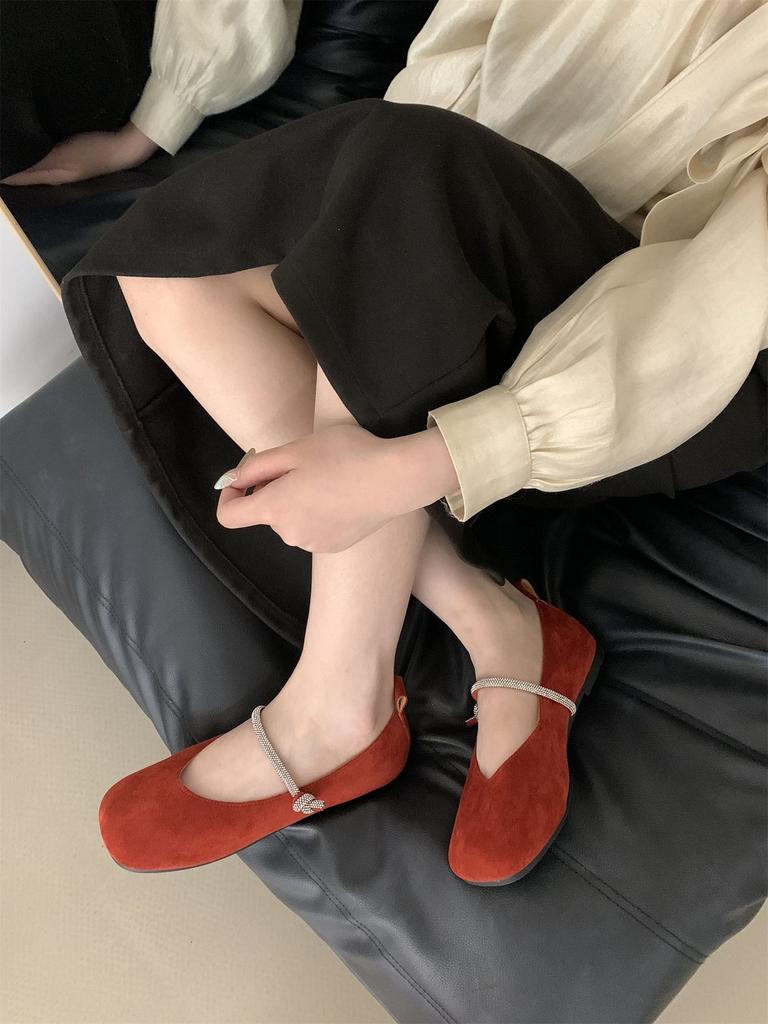 Gentle shallow mouth single shoes women's new rhinestone sparkling Mary Jane shoes grandma shoes flats