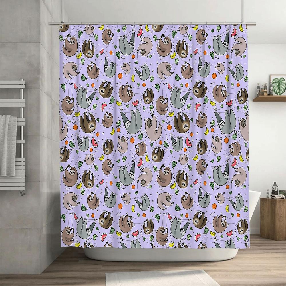 Cute Fruit Shower Curtain Tropical Watermelon Pineapple Banana Pattern Bathroom Decor Farmhouse Style Home Textile Quick Dry