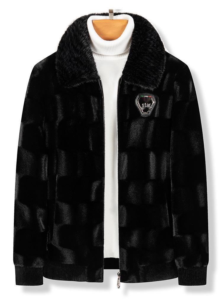 2024 Men's Gold Sable Velvet Lapel Coat: High-End Light Luxury, Warm Faux Mink Velvet Fashion