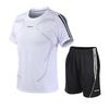 Conjunto Esportivo Masculino de Verão para Basquete Conjunto de Duas Peças Roupas Respiráveis de Secagem Rápida Camiseta de Corrida com Manga Curta e Shorts de Fitness