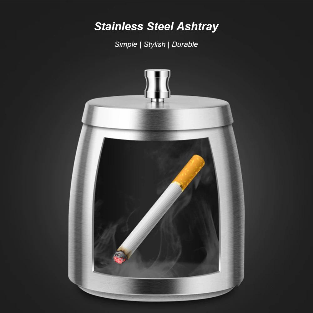 Stainless Steel Ashtray with Lid for Cigarettes Windproof Outdoor Cigar Ashtray Desktop Smoking Ash Holder Accessories