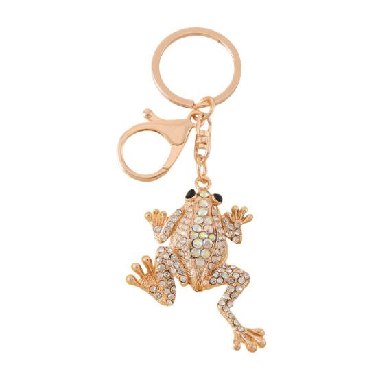 Toad Key Chain Rhinestone Toad Keychain Sparkly Lucky Money Frog Toad Charm with Key Ring Bag Charm for Men Women