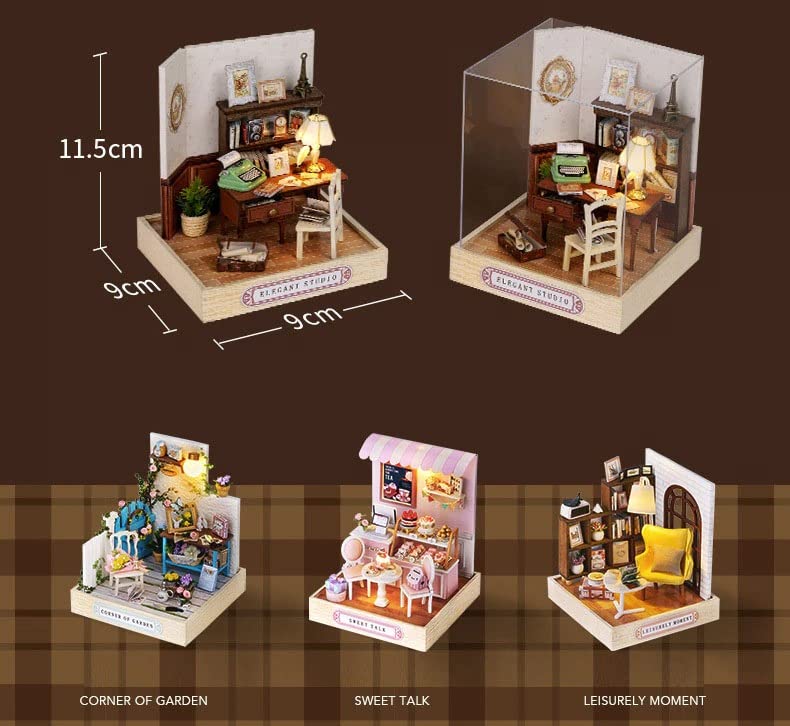 (t-FREAK) 1:32 Dollhouse Set of 4, Handmade Kit Set Miniature, Happiness Series (Set of 4)