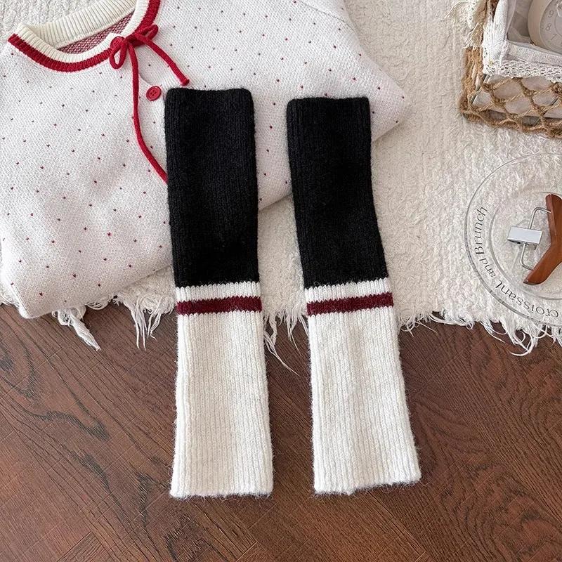 

American Multicolor Knitted Leg Warmers Winter Warm Thickened Socks Fashion Harajuku Cashmere Hosiery Women Leg Covers Stockings One Size