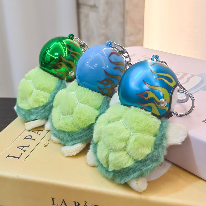 1Pcs Animal Ornament Car Exquisite Decoration Helmet Sea Turtle Keychain Purse Bag Charm Plush Pendant Keyholder