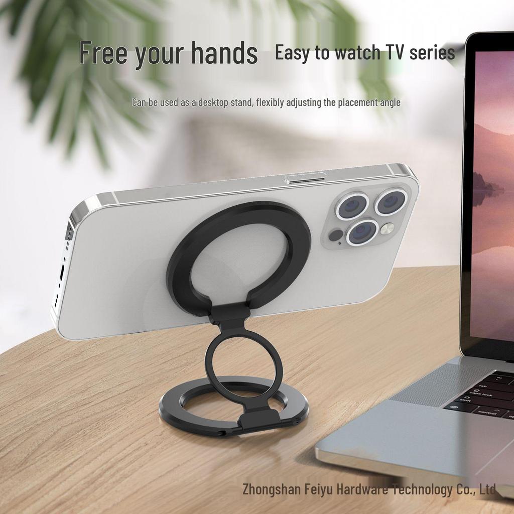 Dual-Sided MagSafe Magnetic Phone Holder with Aluminum Alloy Ring Stand