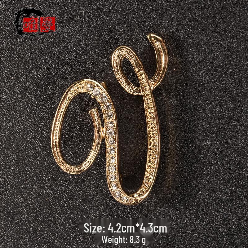 Men's Suit Jacket Brooch: Elegant English Letter Pin for a Stylish Touch