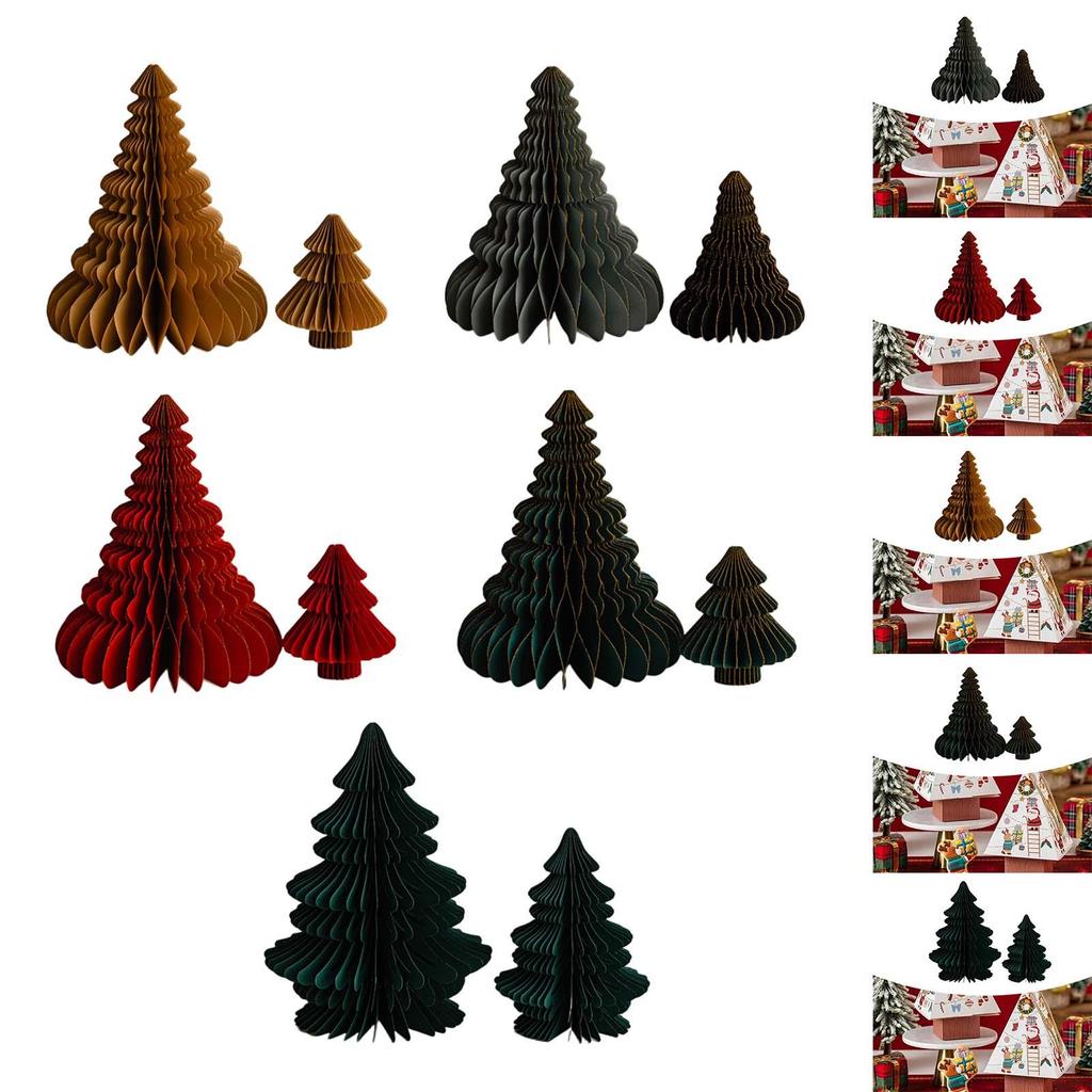 2x Paper Christmas Tree Ornament Christmas Desktop Decoration Foldable Trendy Sculpture for Indoor Bedroom Bookshelf Walkway