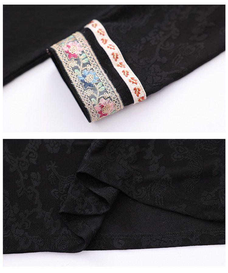 Autumn/Winter Women's Retro Chinese Style Jacquard Top - Long-sleeved Stand Collar with Frog Buttons