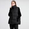 Women's autumn and winter sleeveless cotton clothes medium and long stand-up collar thermal down cotton vest thickened vest jacket