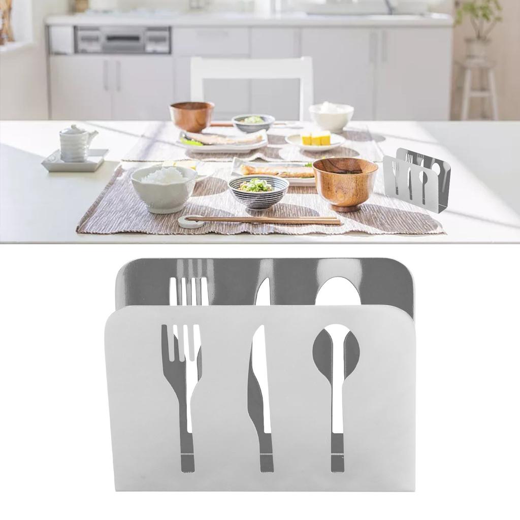 Napkin Holder Unique Knife Fork Cutout Pattern Anti Slip Upright Metal Napkin Holder for   Restaurants Hotels