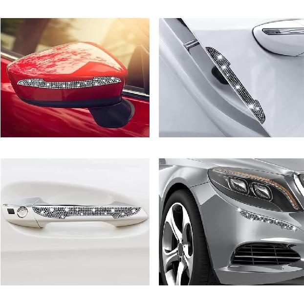 8Pcs Bling Rhinestone Car Door Handle Stickers Protector, Trim Auto Door Entry Guard Bling Stickers Car Accessories For Women And Men, Universal Car