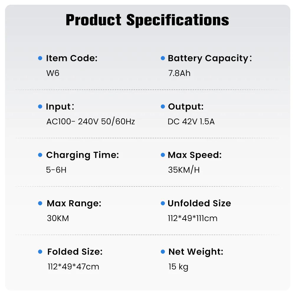 iScooter W6 10-inch Electric Scooter, 500W Front Drive, 25-30km Range, Air-Filled Tires, Rear Disc Brake, App Support for Urban Commute