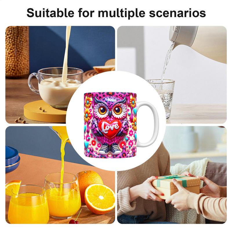 Owl Cup Cartoon Ceramic Pottery Mugs 350ml Decorative Water Cup Colorful Valentine Tumbler Novelty Tea Cups For Hot Ice Drink