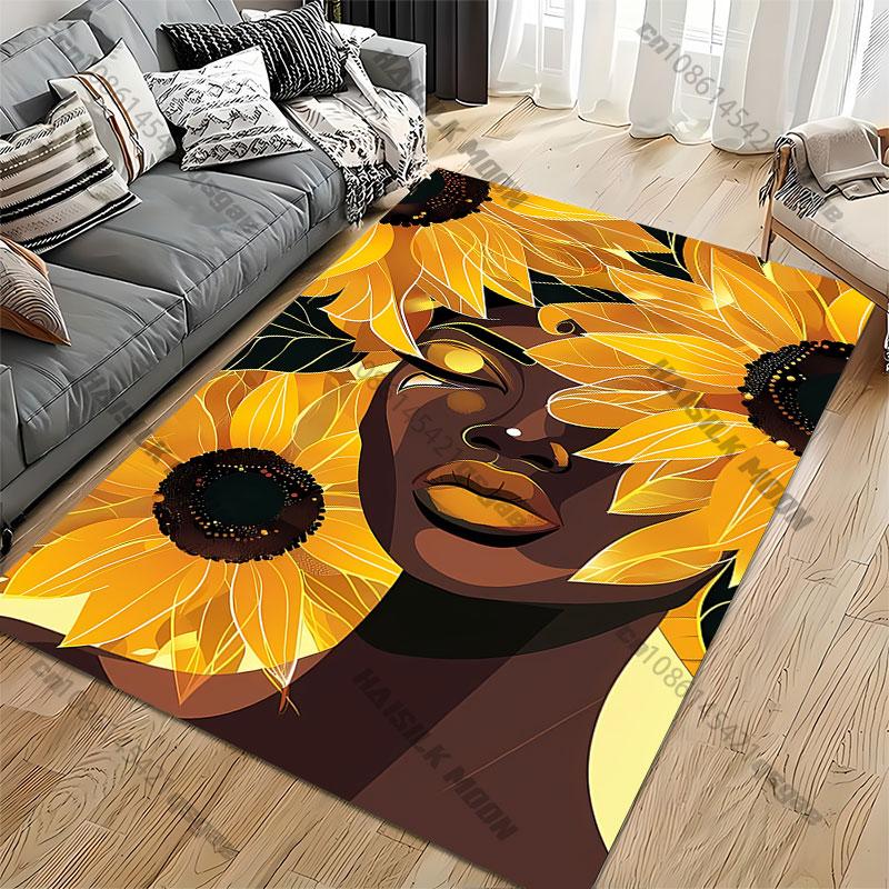Vibrant sunflowers abstract art carpet Yoga living room room decor children's crawling mat doormat area rug games mat