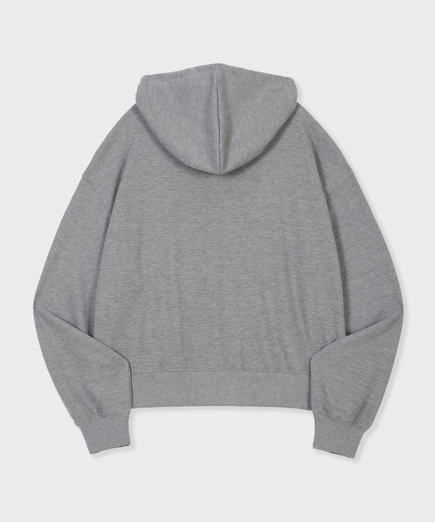 Glw Waffle Crop Zip-Up Hoodie Knit Gray
