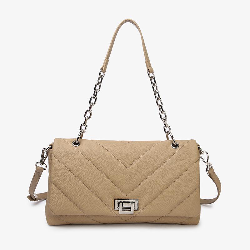 2026 Korean Coco Style Diamond Quilted Cowhide Shoulder & Crossbody Bag