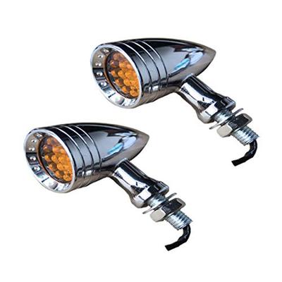 ONGMEIL Motorrad Bullet LED Blinker Blinkeranzeige Vorne Hinten Rücklicht Passend für Honda Yamaha Suzuki (Silber, Bernstein)
