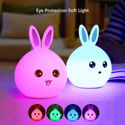 LED Kaninchen Nachtlicht, Wiederaufladbare Tischlampe, Weiche Silikon Nachttischlampe, für Heimdekoration, Schlafzimmer, Wohnzimmer, Kinderzimmer