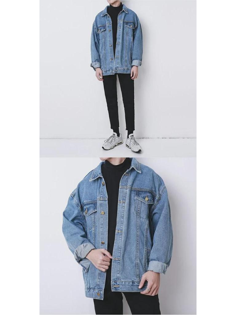 Men's Trendy Denim Jacket: Spring & Autumn Hong Kong Street Style, Loose Fit, Handsome Student Workwear