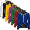 Jachetă de Modă pentru Bărbați de Halloween, Haină Brodată Albastră Stil Curte Princiar, Jachete Disponibile Roșu Negru Alb Violet Verde