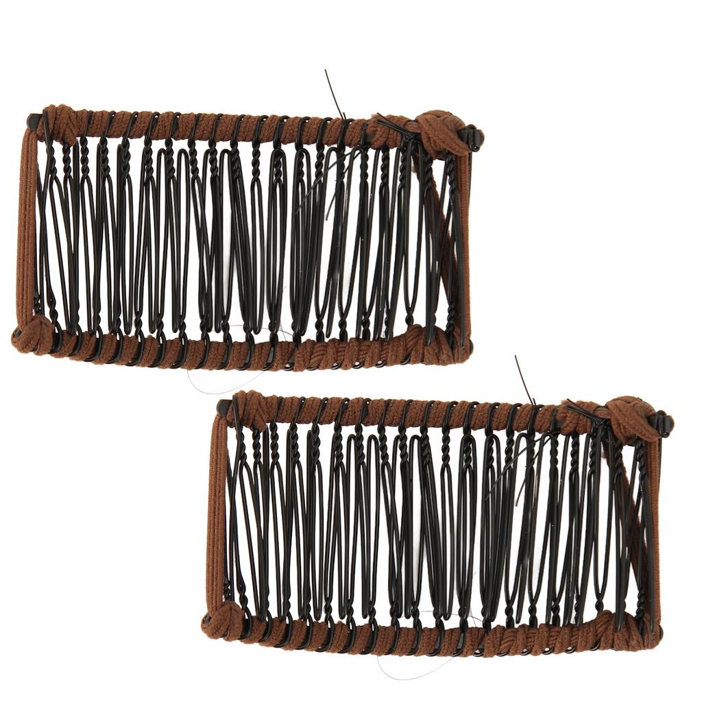 2Pcs Banana Hair Clips Metal Woven Thread Easy Simple Stylish Vintage Clincher Comb for Travel Family