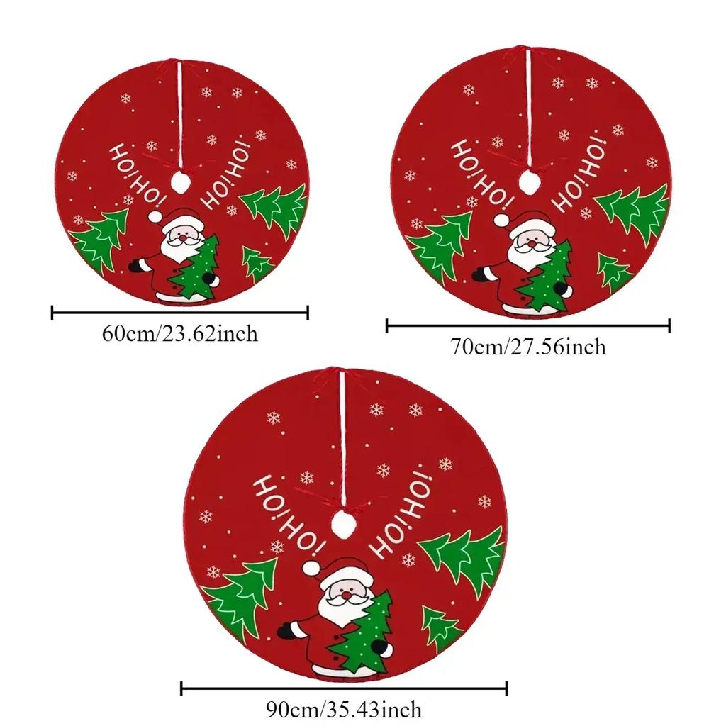 60/70/90cm Christmas Tree Skirt Red Christmas Tree Foot Cover Santa Claus Snowflake Christmas Tree Carpet Base Mat Decorations