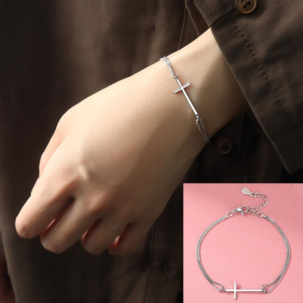 925 Silver Three-Layer Chain Circle Bracelet For Women Simple Exquisite Gift Wedding Accessories